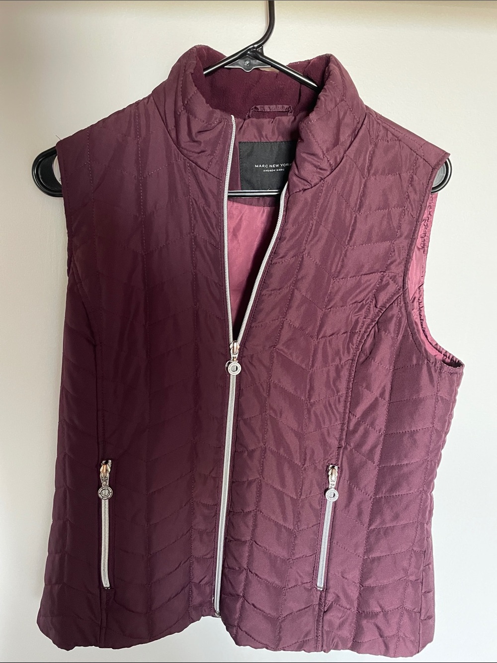 Marc New York Quilted Sleeveless Vest - Burgundy